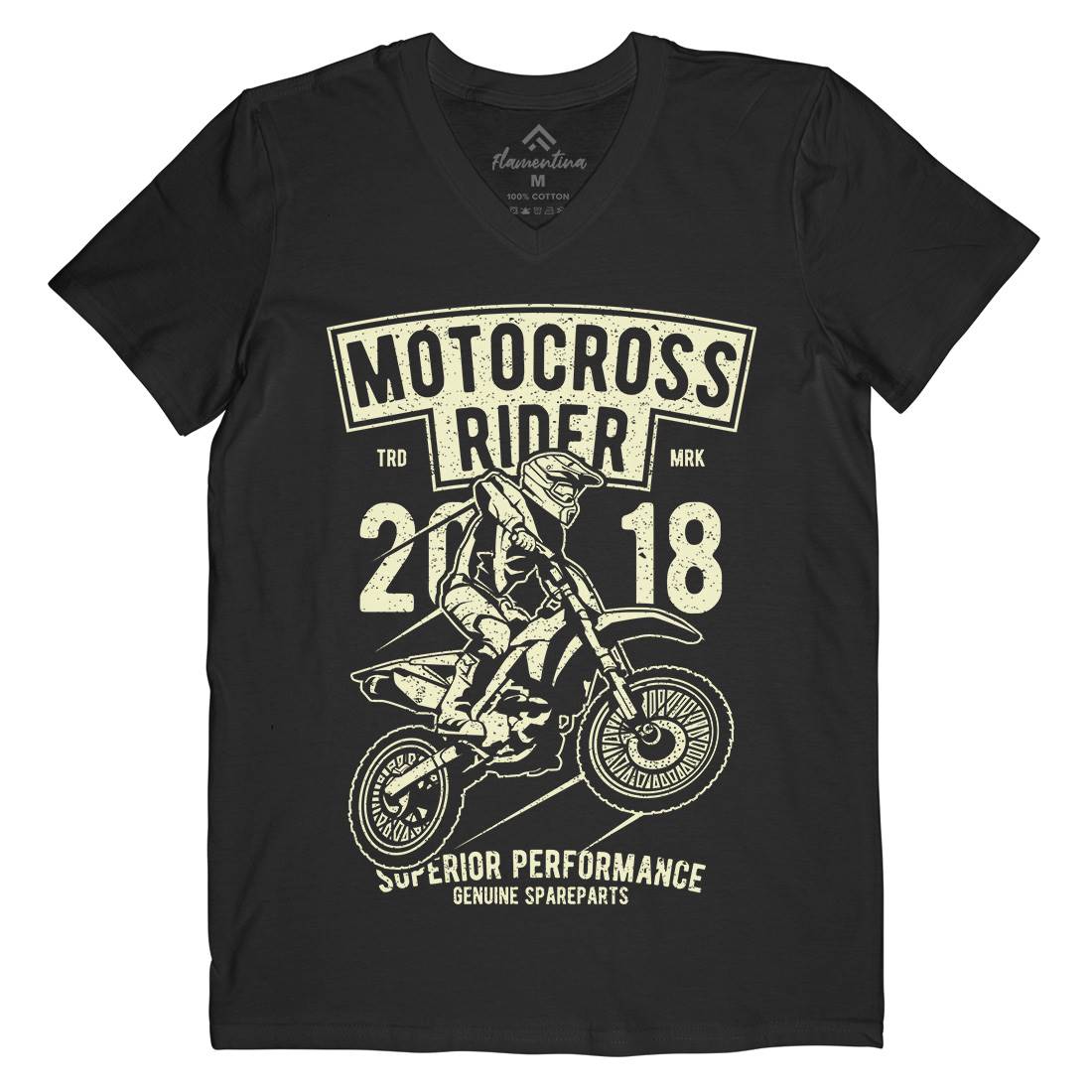 Motocross Rider Mens Organic V-Neck T-Shirt Motorcycles A718