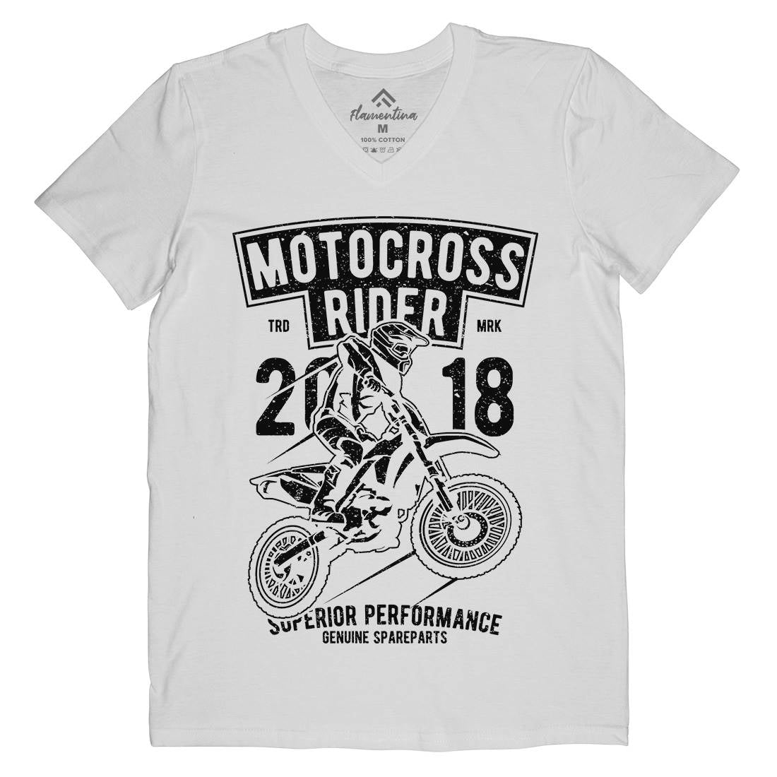 Motocross Rider Mens Organic V-Neck T-Shirt Motorcycles A718
