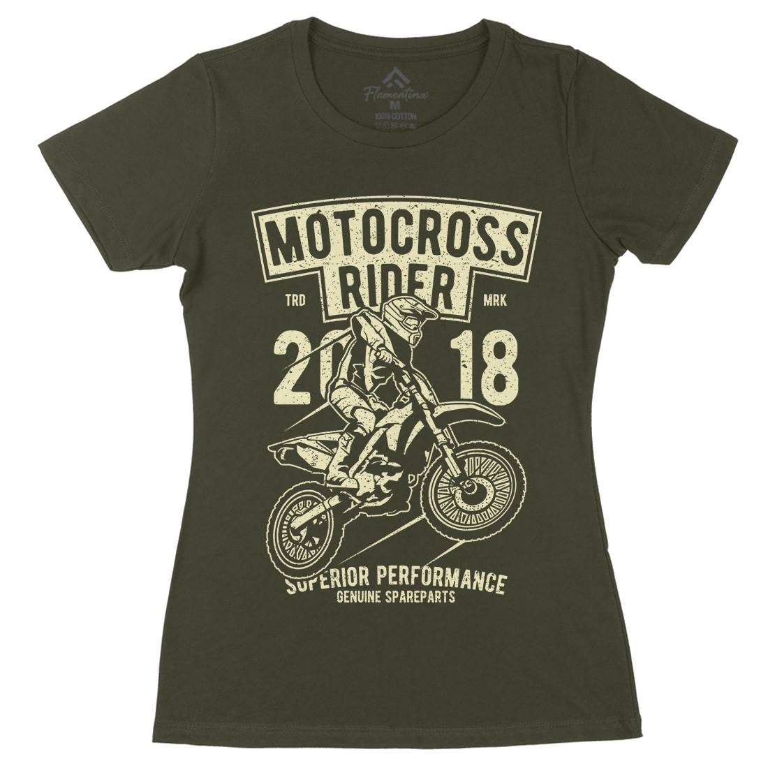 Motocross Rider Womens Organic Crew Neck T-Shirt Motorcycles A718