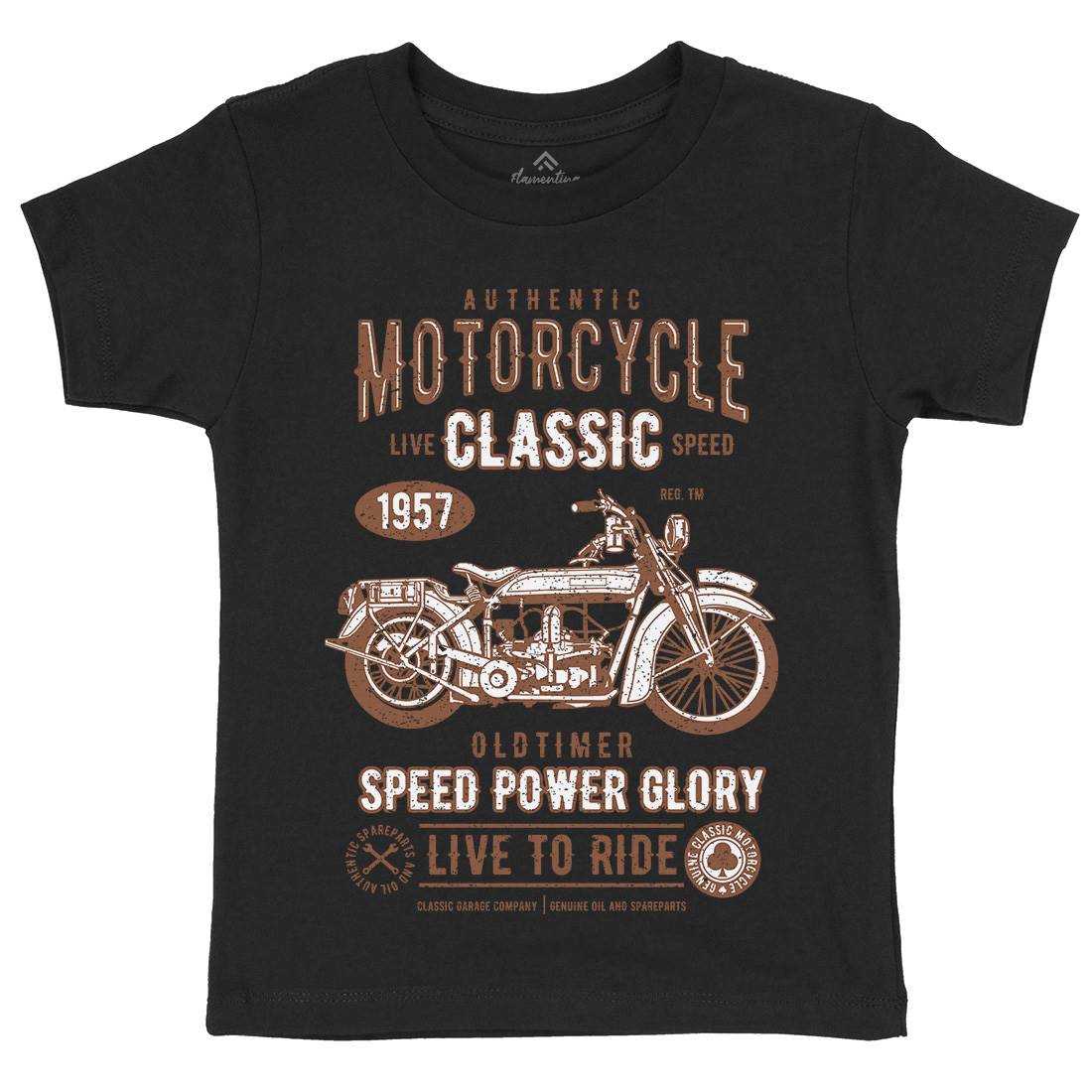 Classic Kids Organic Crew Neck T-Shirt Motorcycles A719