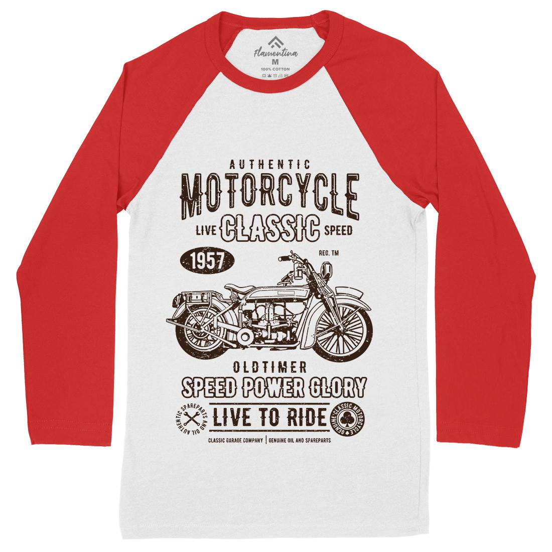 Classic Mens Long Sleeve Baseball T-Shirt Motorcycles A719
