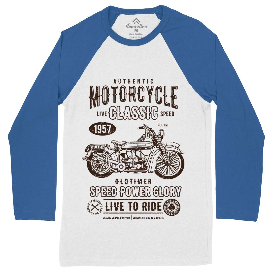 Classic Mens Long Sleeve Baseball T-Shirt Motorcycles A719