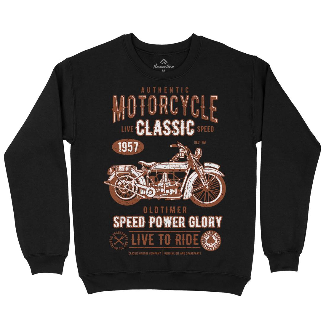Classic Mens Crew Neck Sweatshirt Motorcycles A719