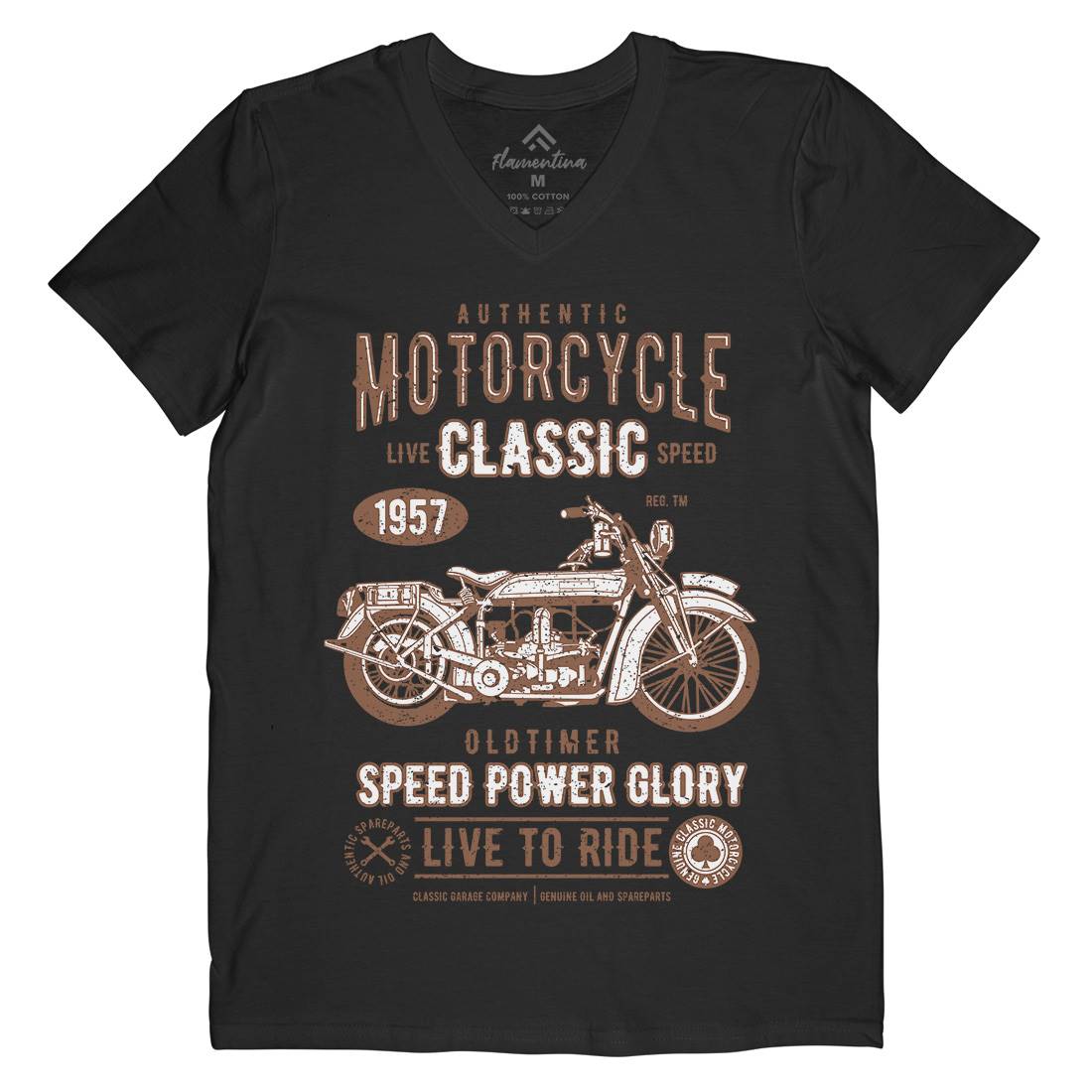 Classic Mens Organic V-Neck T-Shirt Motorcycles A719