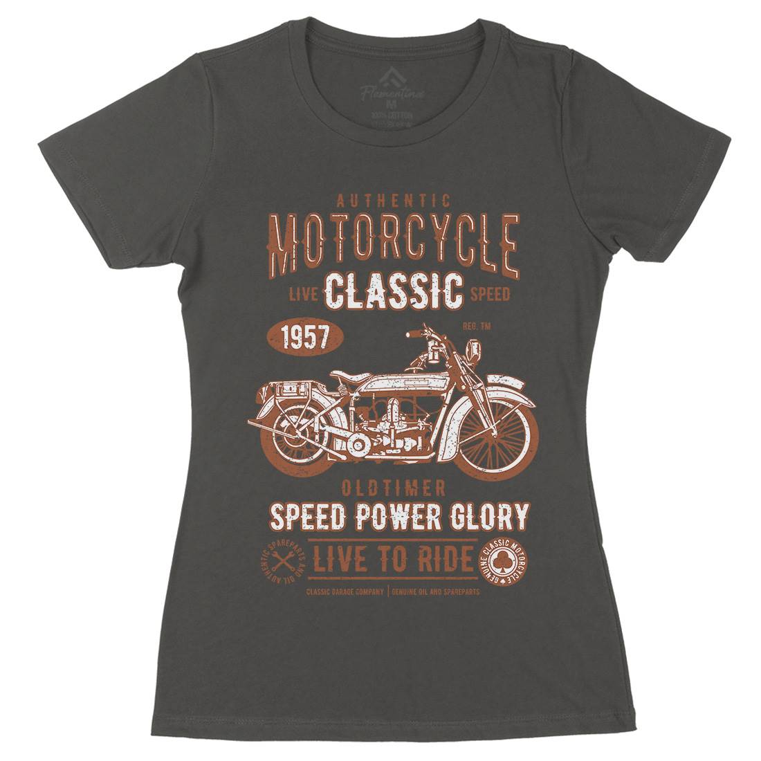 Classic Womens Organic Crew Neck T-Shirt Motorcycles A719