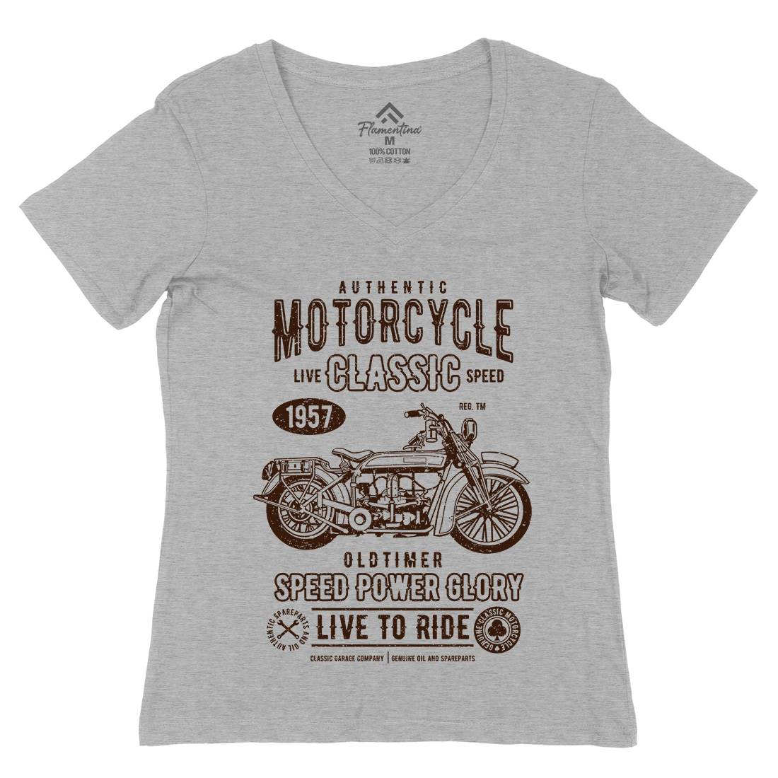 Classic Womens Organic V-Neck T-Shirt Motorcycles A719