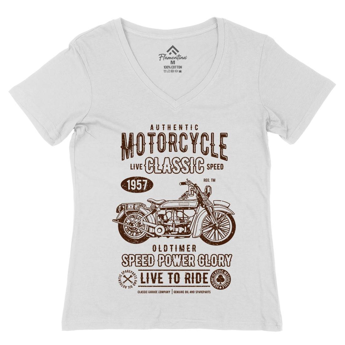 Classic Womens Organic V-Neck T-Shirt Motorcycles A719
