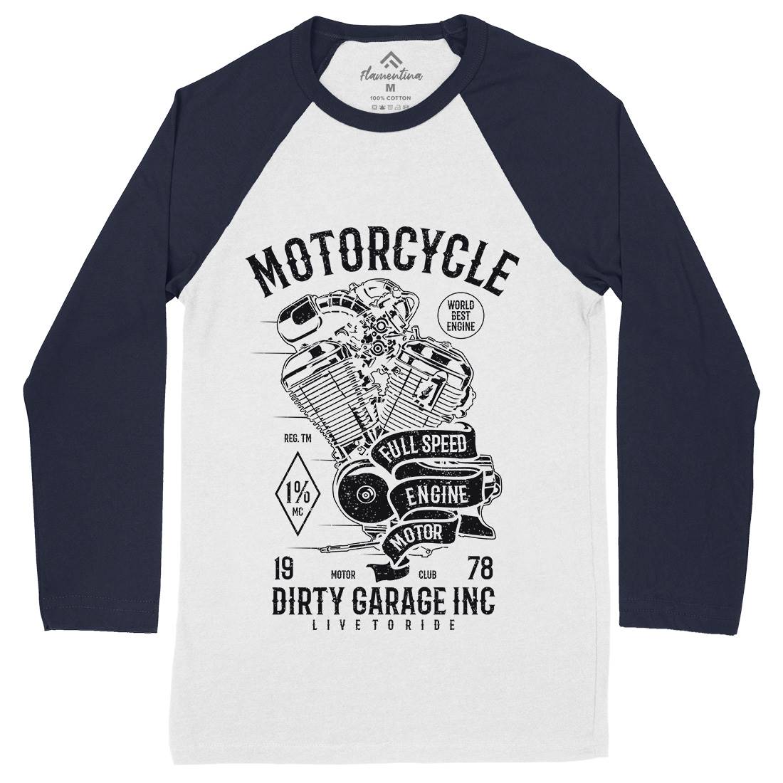Full Speed Mens Long Sleeve Baseball T-Shirt Motorcycles A720