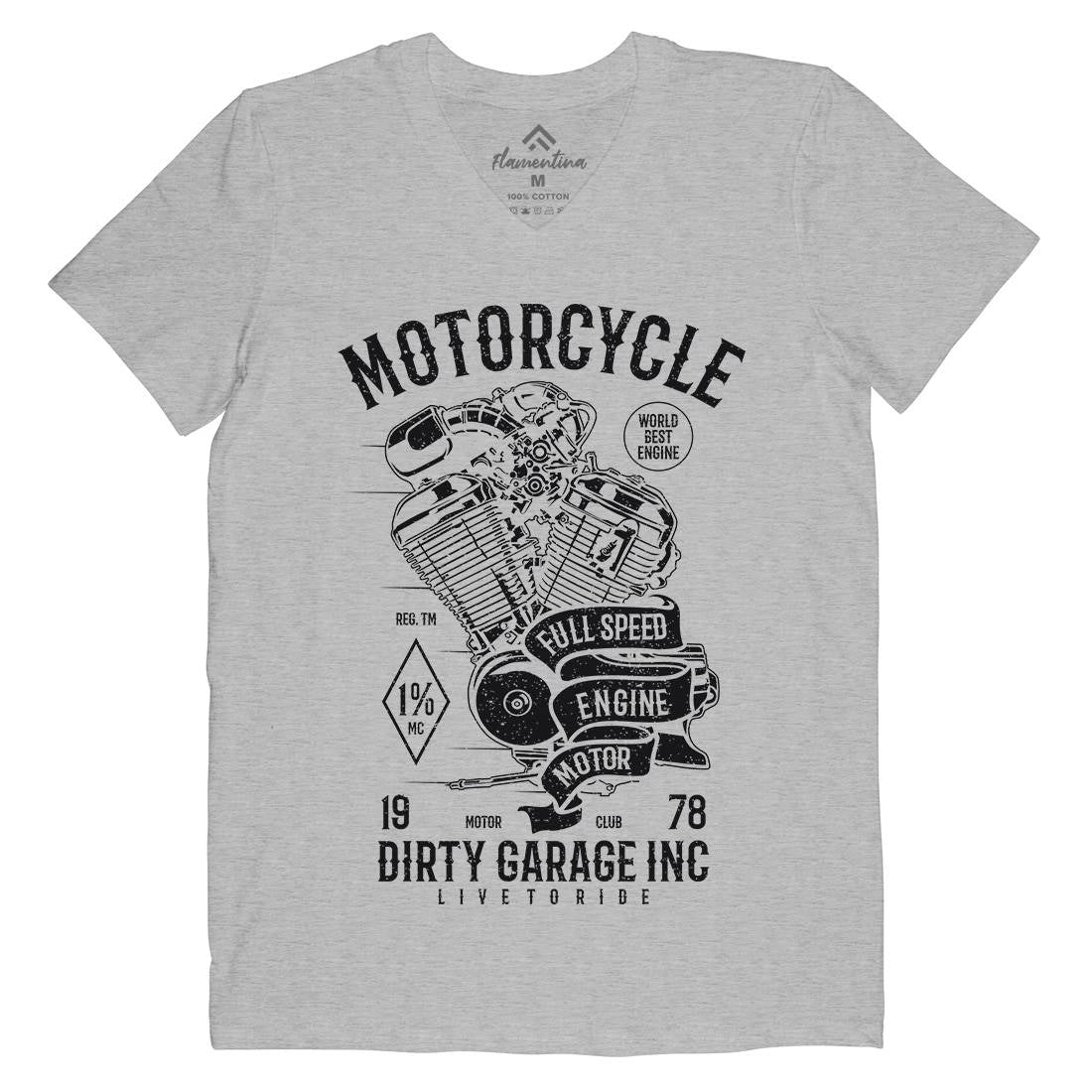 Full Speed Mens Organic V-Neck T-Shirt Motorcycles A720