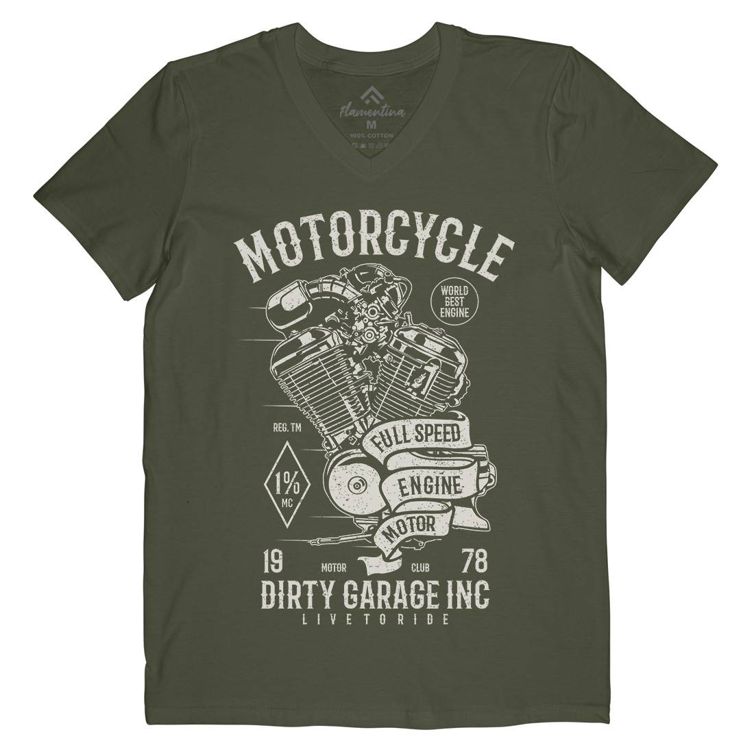 Full Speed Mens Organic V-Neck T-Shirt Motorcycles A720