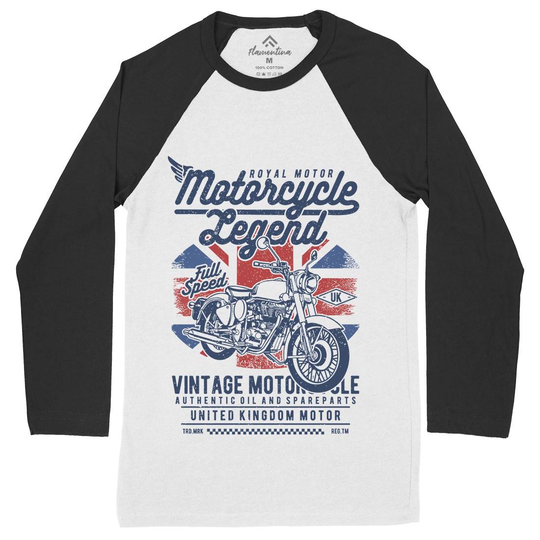 Legend Mens Long Sleeve Baseball T-Shirt Motorcycles A721