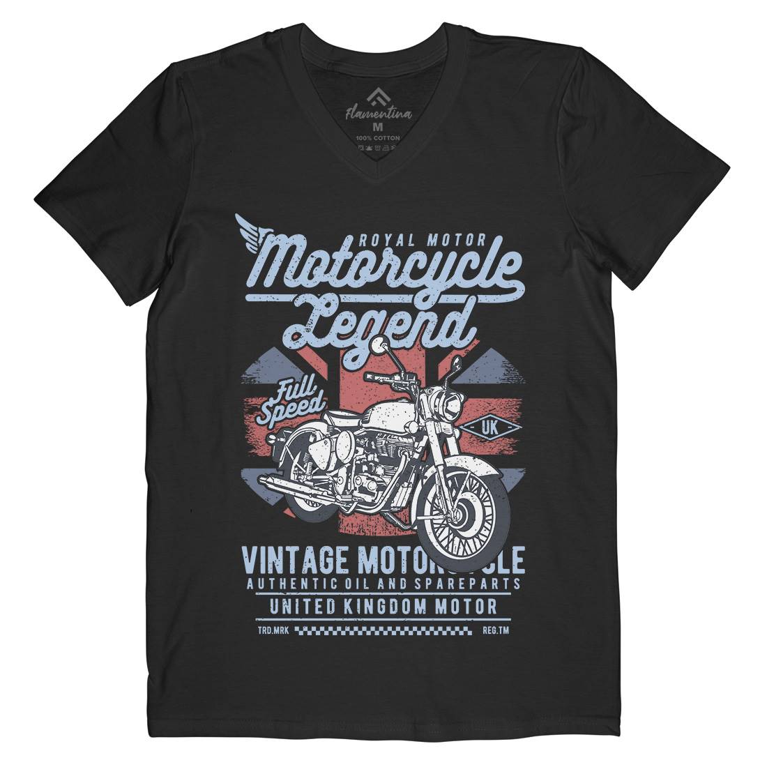 Legend Mens Organic V-Neck T-Shirt Motorcycles A721