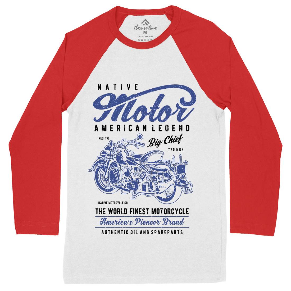 Native Mens Long Sleeve Baseball T-Shirt Motorcycles A723