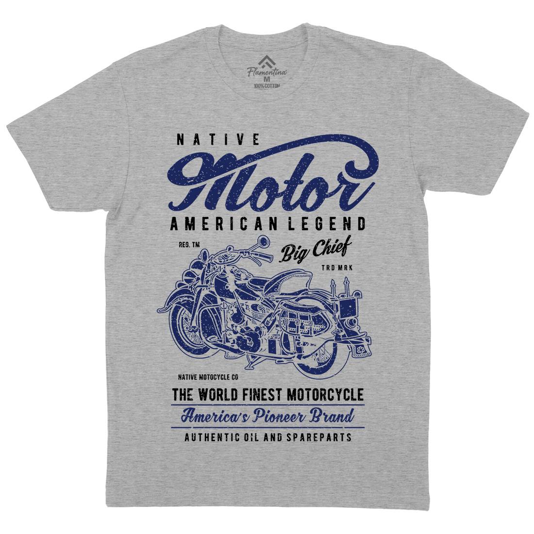 Native Mens Organic Crew Neck T-Shirt Motorcycles A723