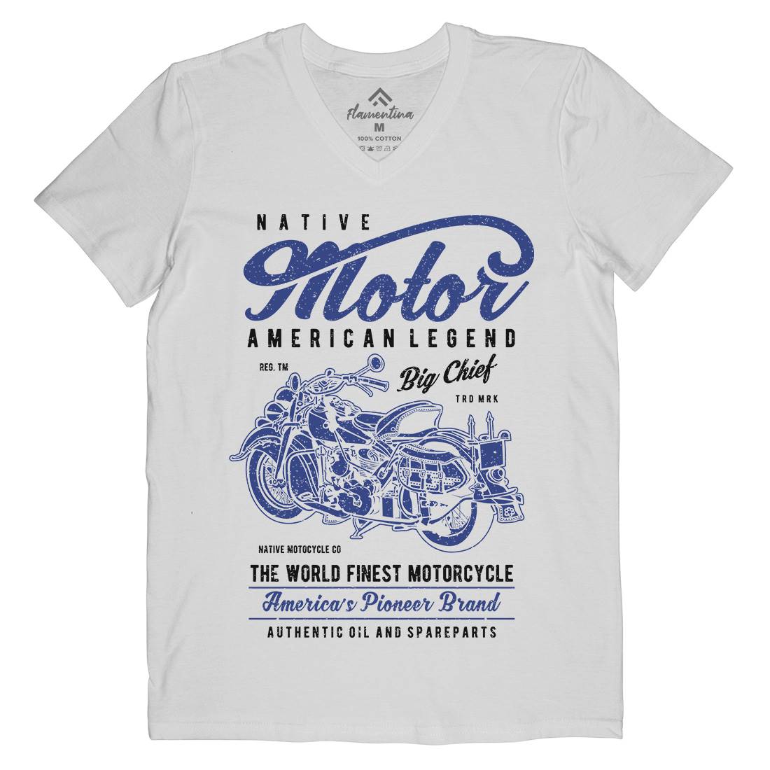 Native Mens Organic V-Neck T-Shirt Motorcycles A723