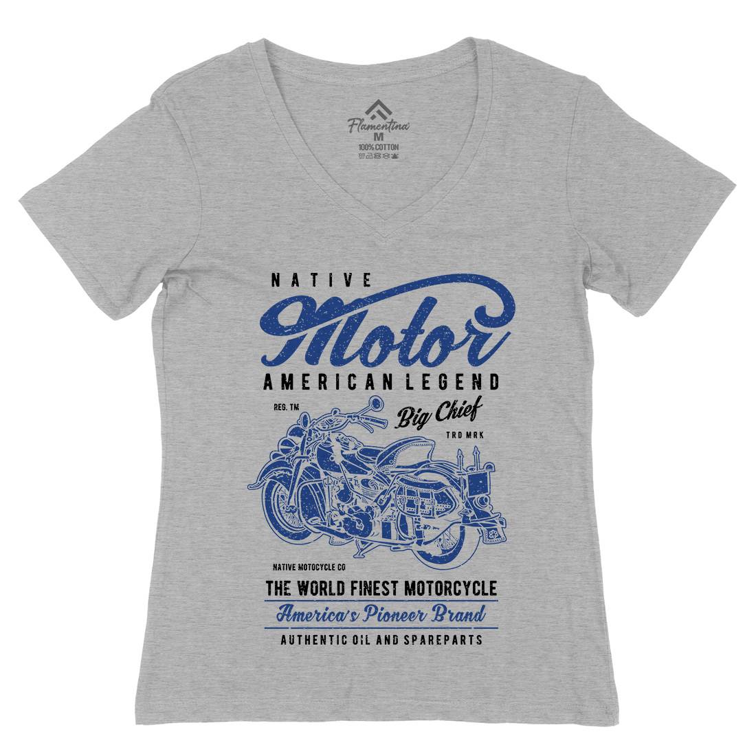 Native Womens Organic V-Neck T-Shirt Motorcycles A723