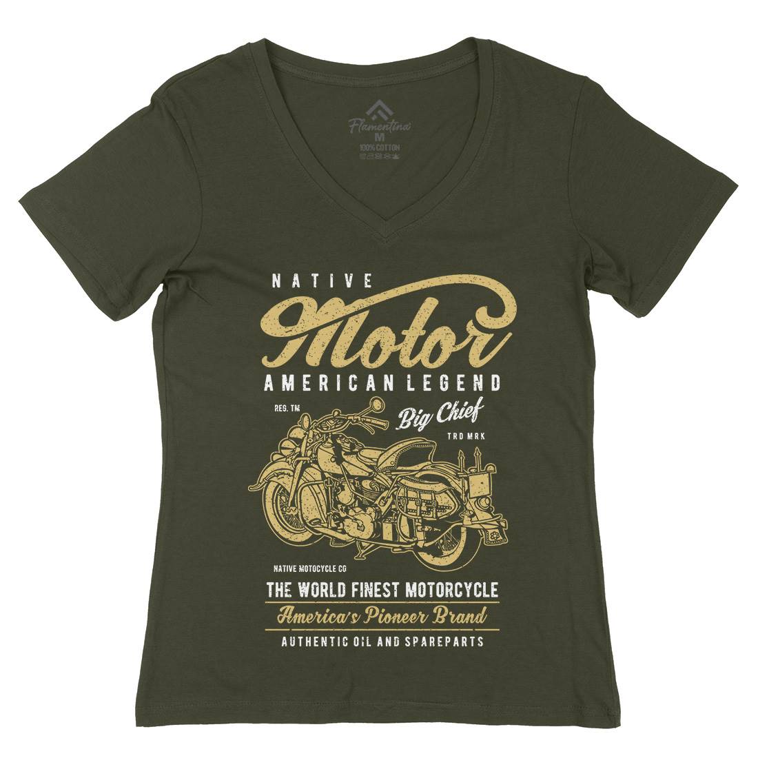 Native Womens Organic V-Neck T-Shirt Motorcycles A723