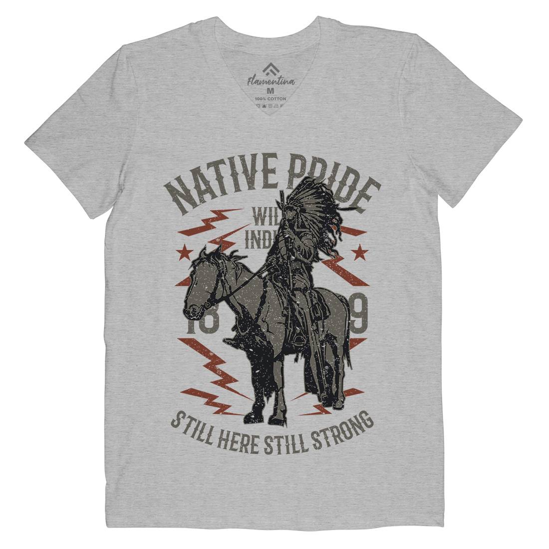 Native Pride Mens Organic V-Neck T-Shirt American A724
