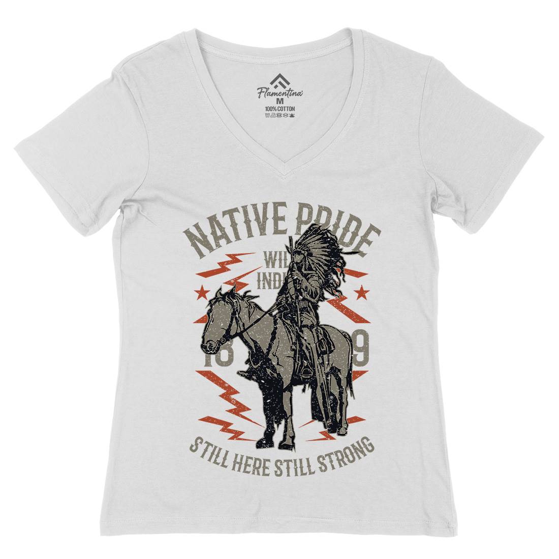 Native Pride Womens Organic V-Neck T-Shirt American A724