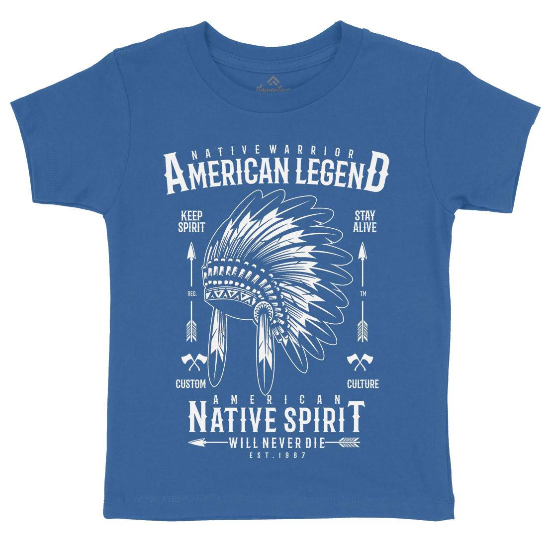 Native Warrior Kids Crew Neck T-Shirt American A725