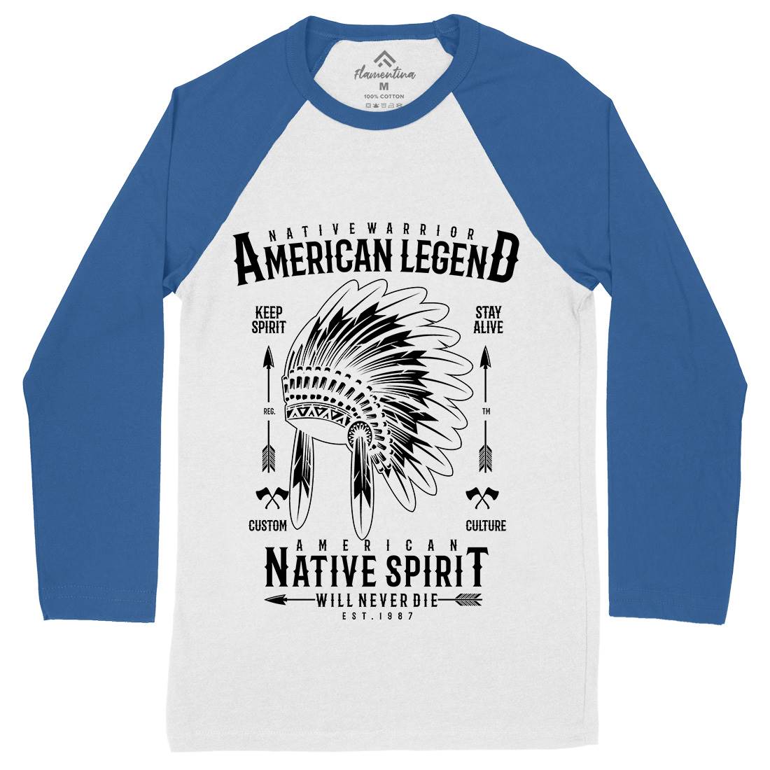 Native Warrior Mens Long Sleeve Baseball T-Shirt American A725