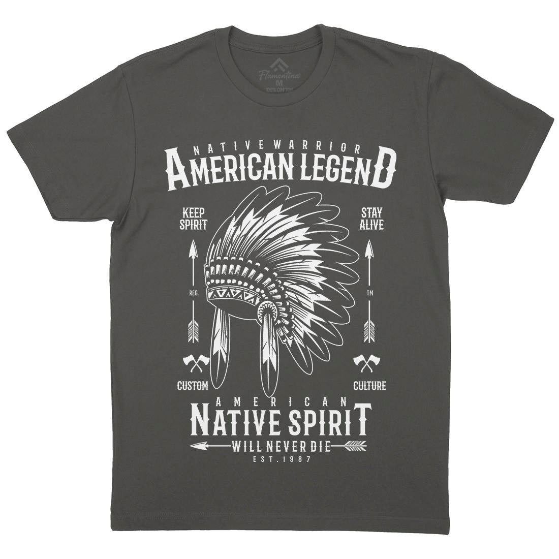 Native Warrior Mens Crew Neck T-Shirt American A725