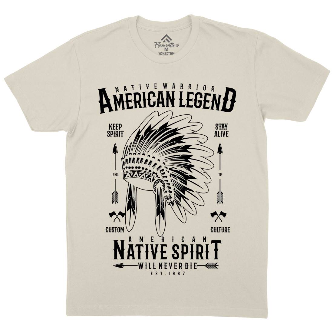 Native Warrior Mens Organic Crew Neck T-Shirt American A725