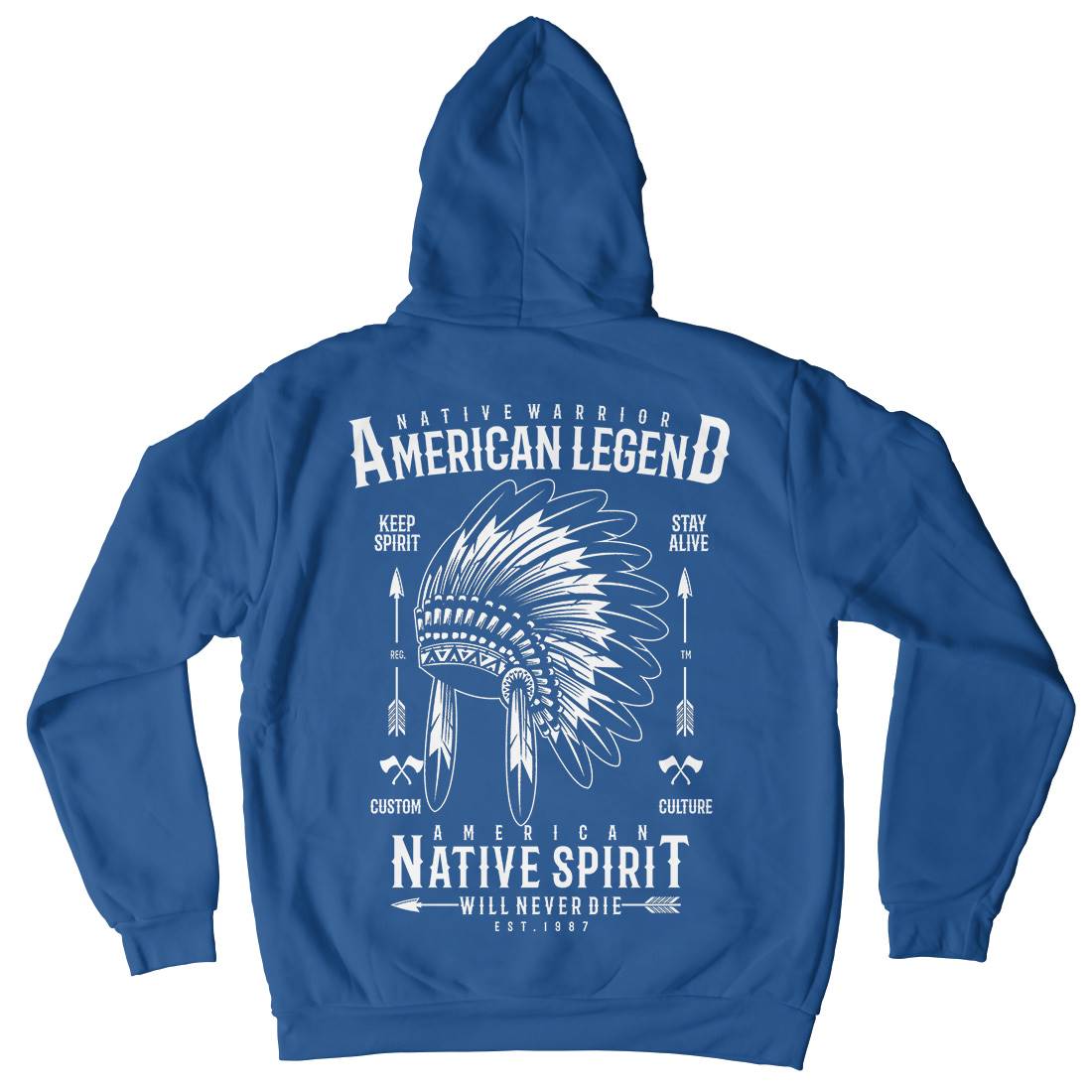 Native Warrior Mens Hoodie With Pocket American A725