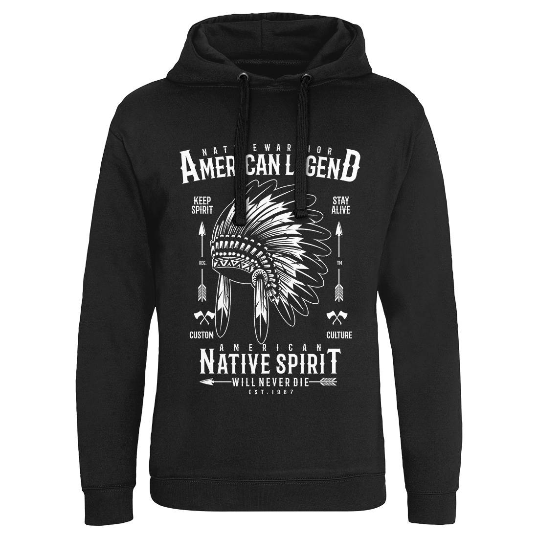 Native Warrior Mens Hoodie Without Pocket American A725