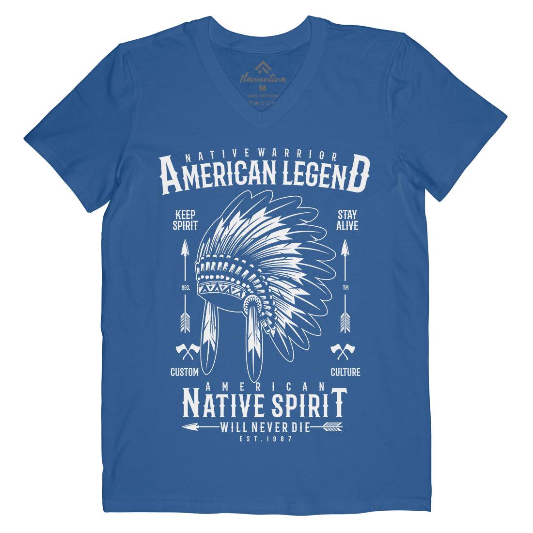 Native Warrior Mens V-Neck T-Shirt American A725