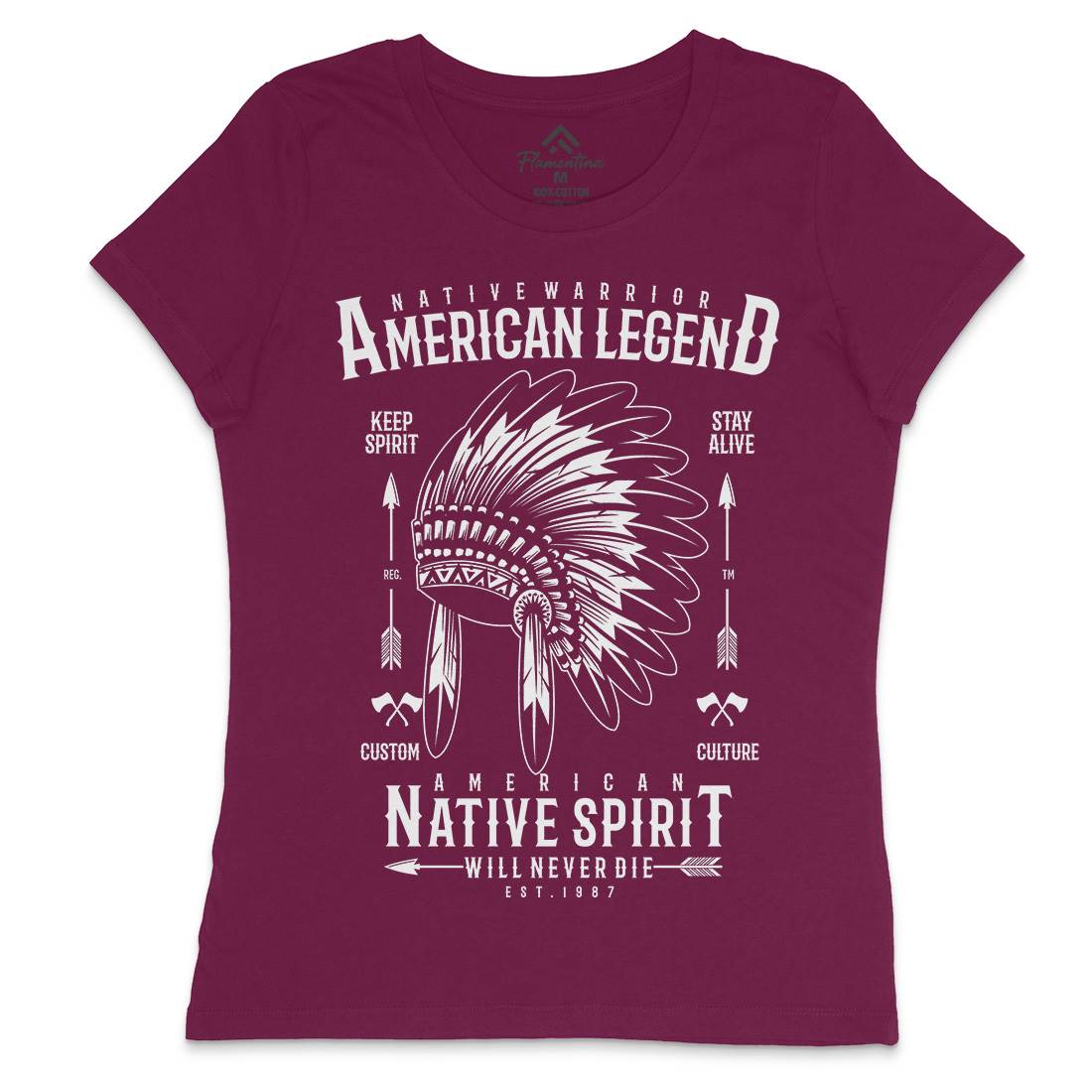 Native Warrior Womens Crew Neck T-Shirt American A725