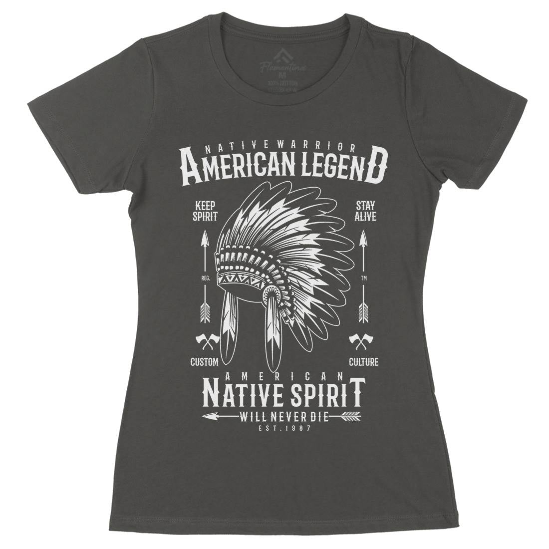 Native Warrior Womens Organic Crew Neck T-Shirt American A725