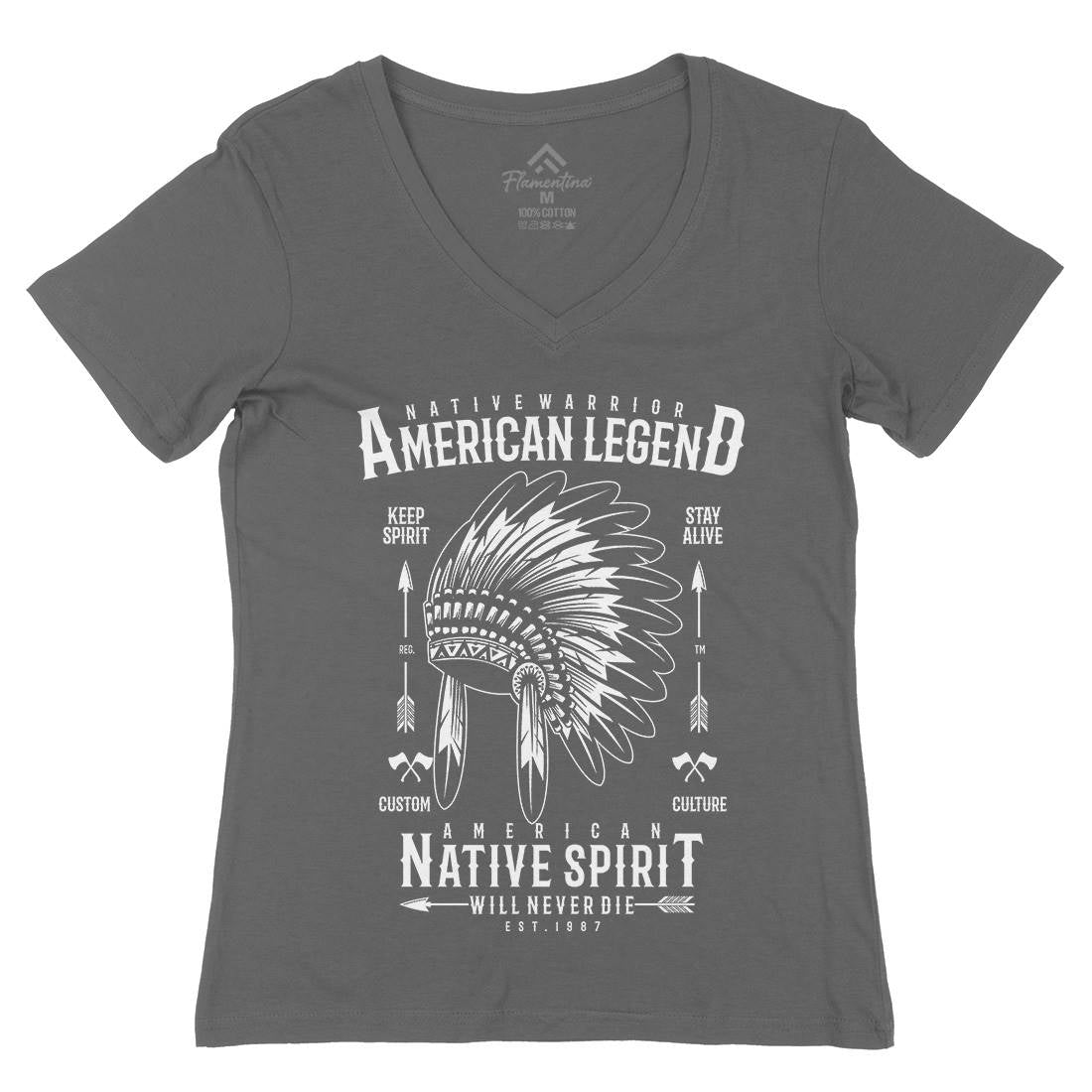 Native Warrior Womens Organic V-Neck T-Shirt American A725