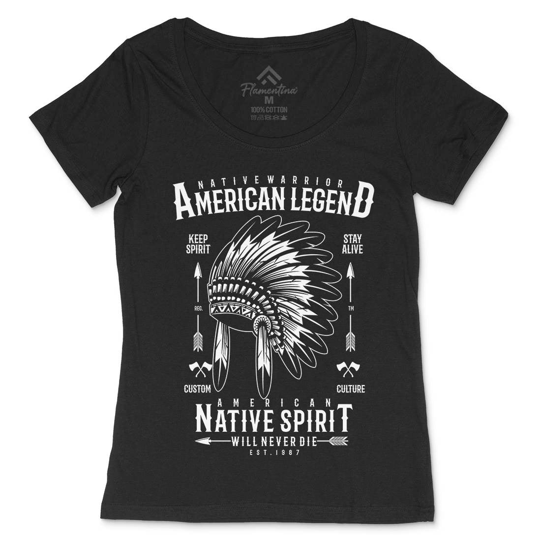 Native Warrior Womens Scoop Neck T-Shirt American A725