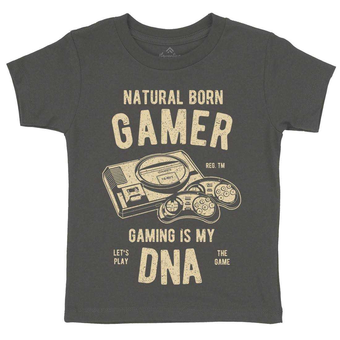 Natural Born Gamer Kids Crew Neck T-Shirt Geek A726