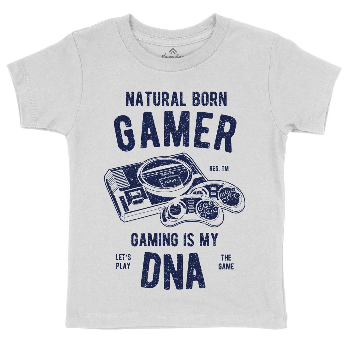 Natural Born Gamer Kids Crew Neck T-Shirt Geek A726