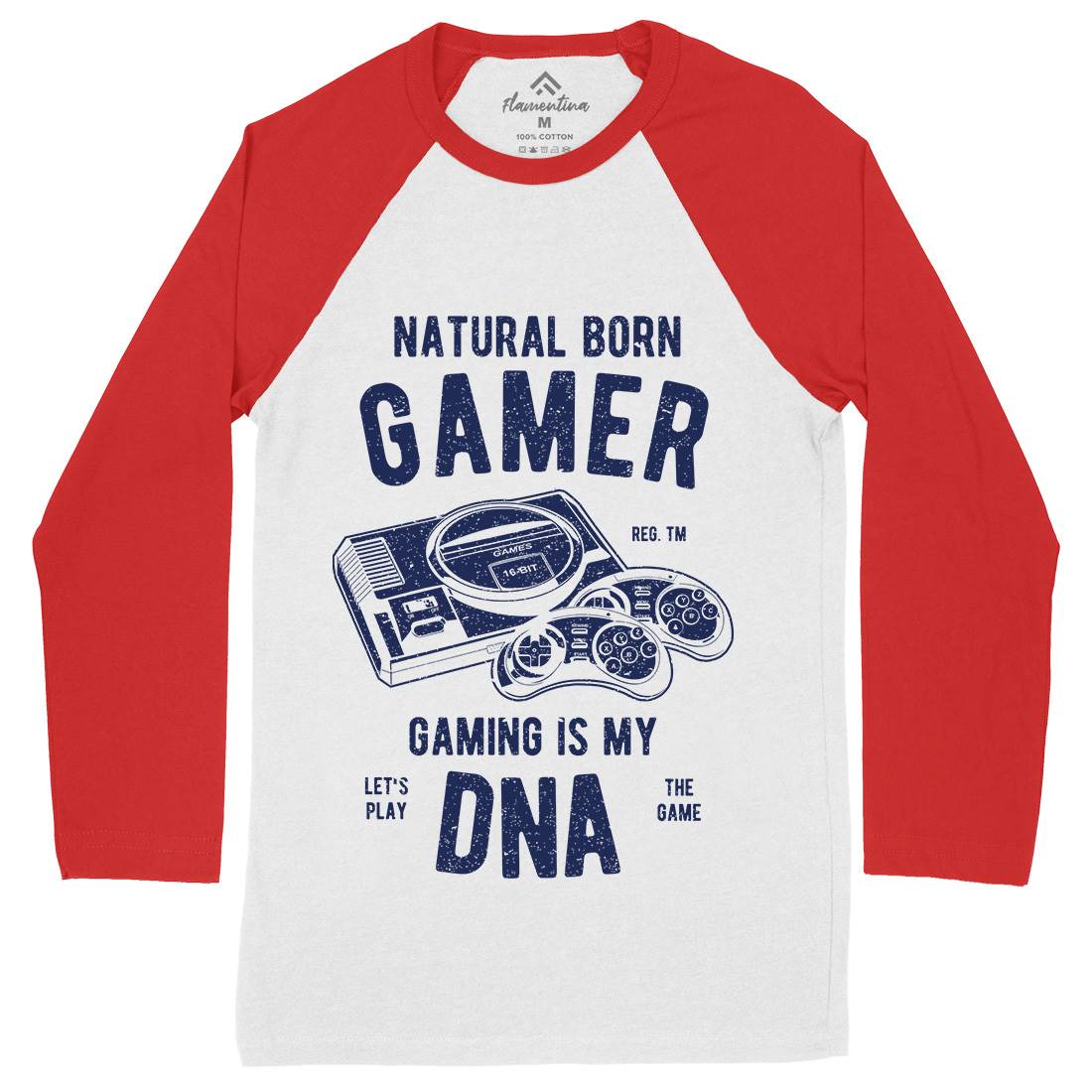 Natural Born Gamer Mens Long Sleeve Baseball T-Shirt Geek A726