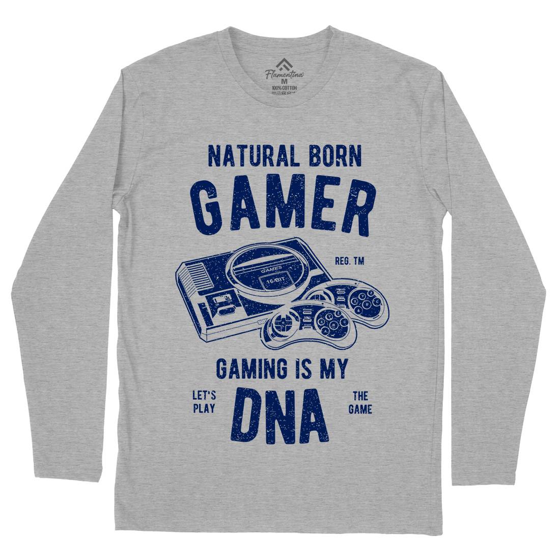 Natural Born Gamer Mens Long Sleeve T-Shirt Geek A726