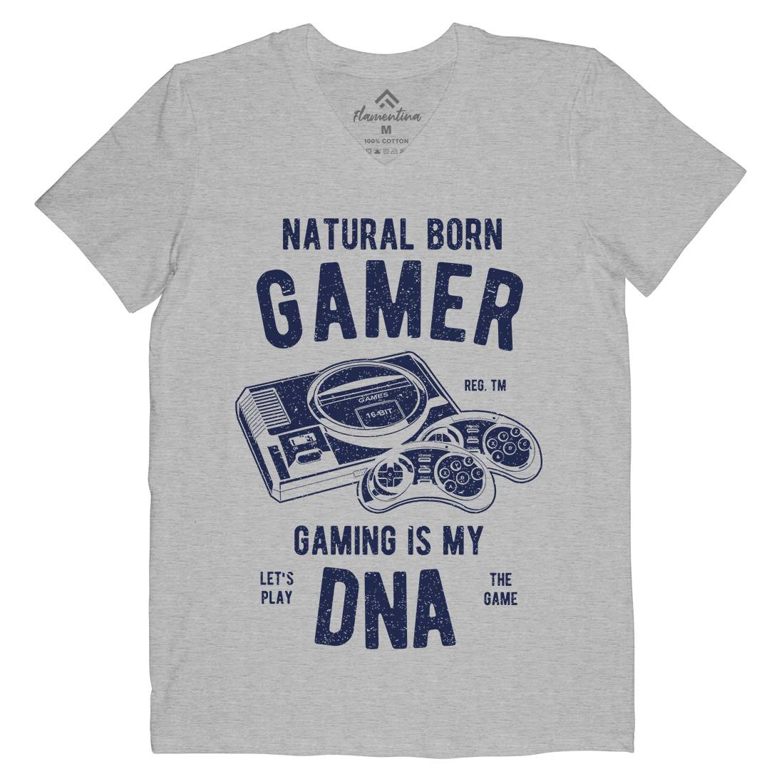 Natural Born Gamer Mens V-Neck T-Shirt Geek A726