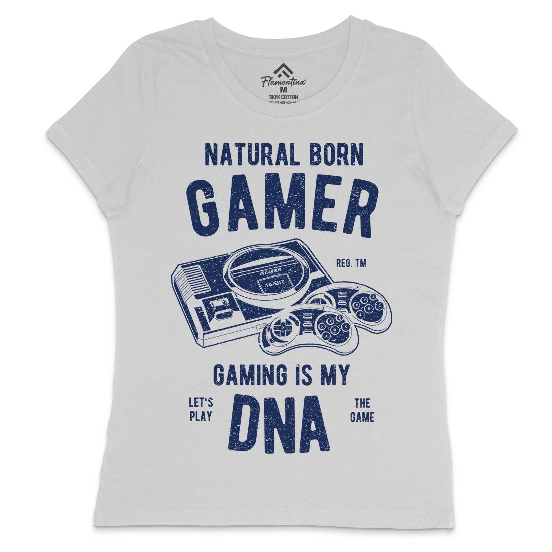 Natural Born Gamer Womens Crew Neck T-Shirt Geek A726