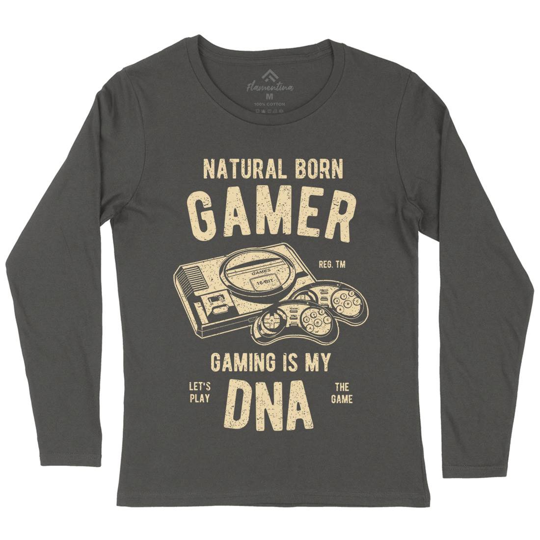 Natural Born Gamer Womens Long Sleeve T-Shirt Geek A726