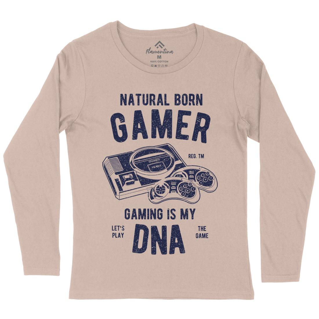 Natural Born Gamer Womens Long Sleeve T-Shirt Geek A726