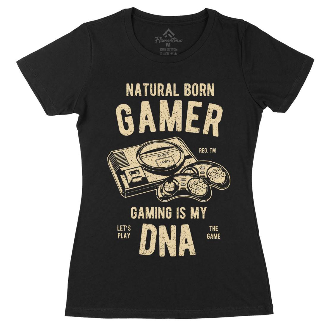 Natural Born Gamer Womens Organic Crew Neck T-Shirt Geek A726