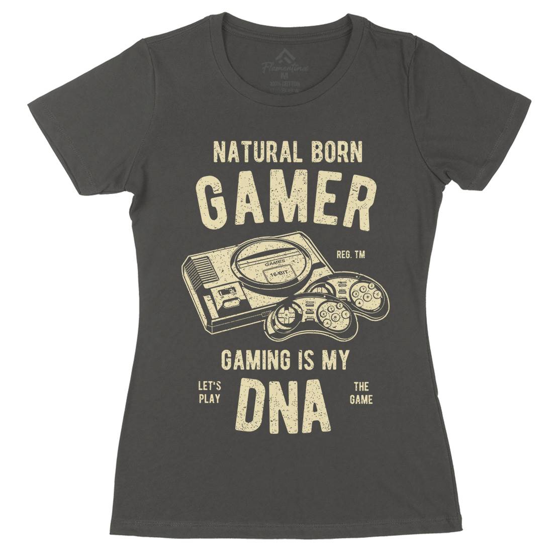 Natural Born Gamer Womens Organic Crew Neck T-Shirt Geek A726