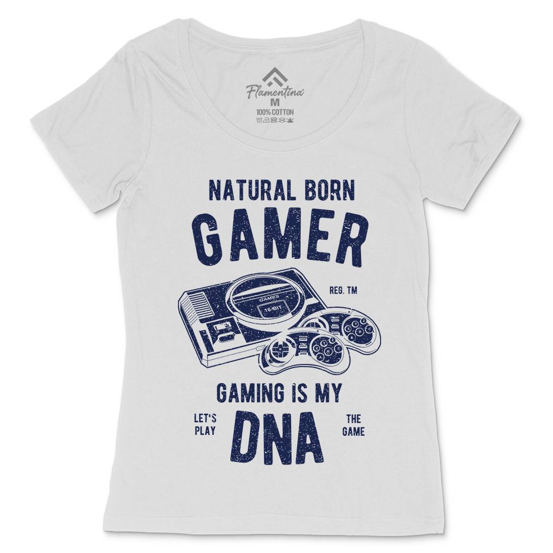 Natural Born Gamer Womens Scoop Neck T-Shirt Geek A726