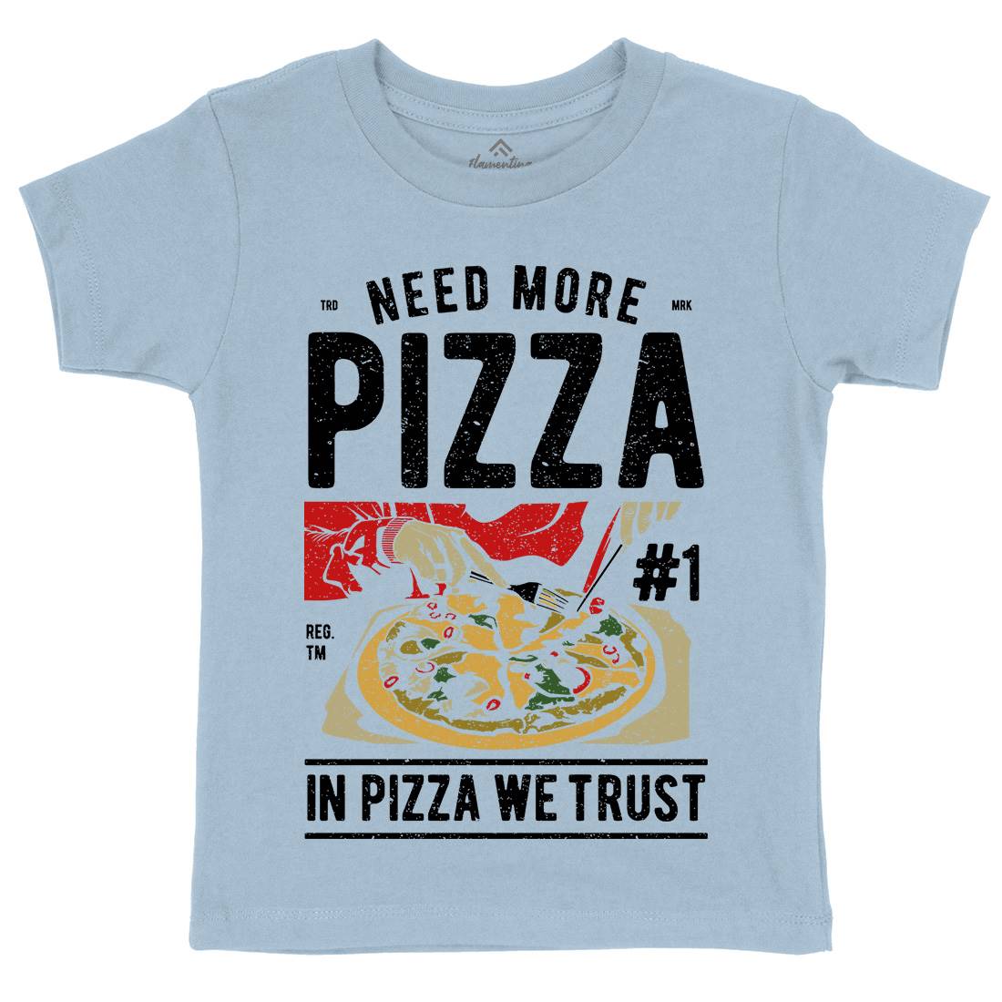 Need More Pizza Kids Organic Crew Neck T-Shirt Food A727