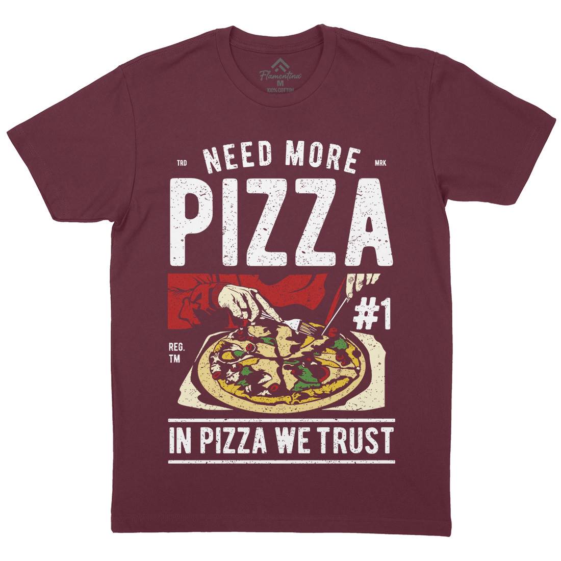 Need More Pizza Mens Organic Crew Neck T-Shirt Food A727