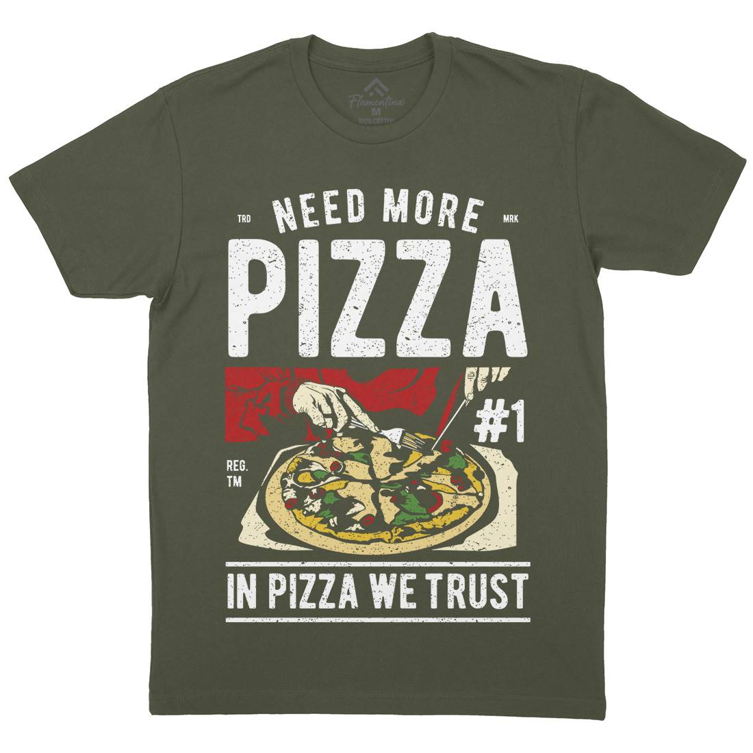 Need More Pizza Mens Organic Crew Neck T-Shirt Food A727