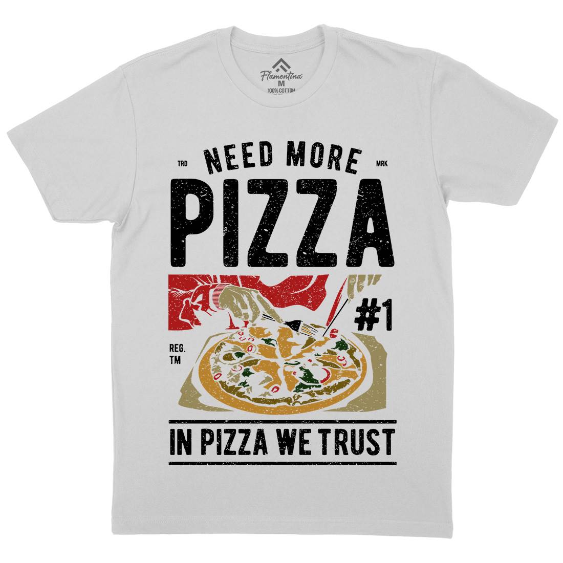 Need More Pizza Mens Crew Neck T-Shirt Food A727