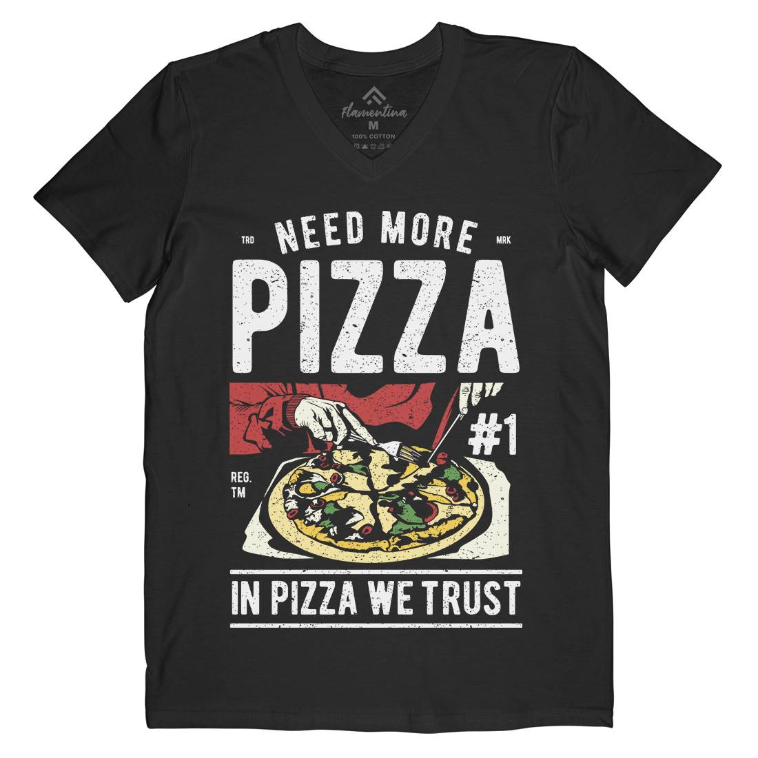 Need More Pizza Mens V-Neck T-Shirt Food A727